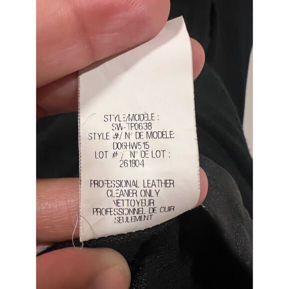 Helmet Lang Faux wrap 100% Leather Trim Blouse Black XSmall Viscose Wool - Picture 7 of 8